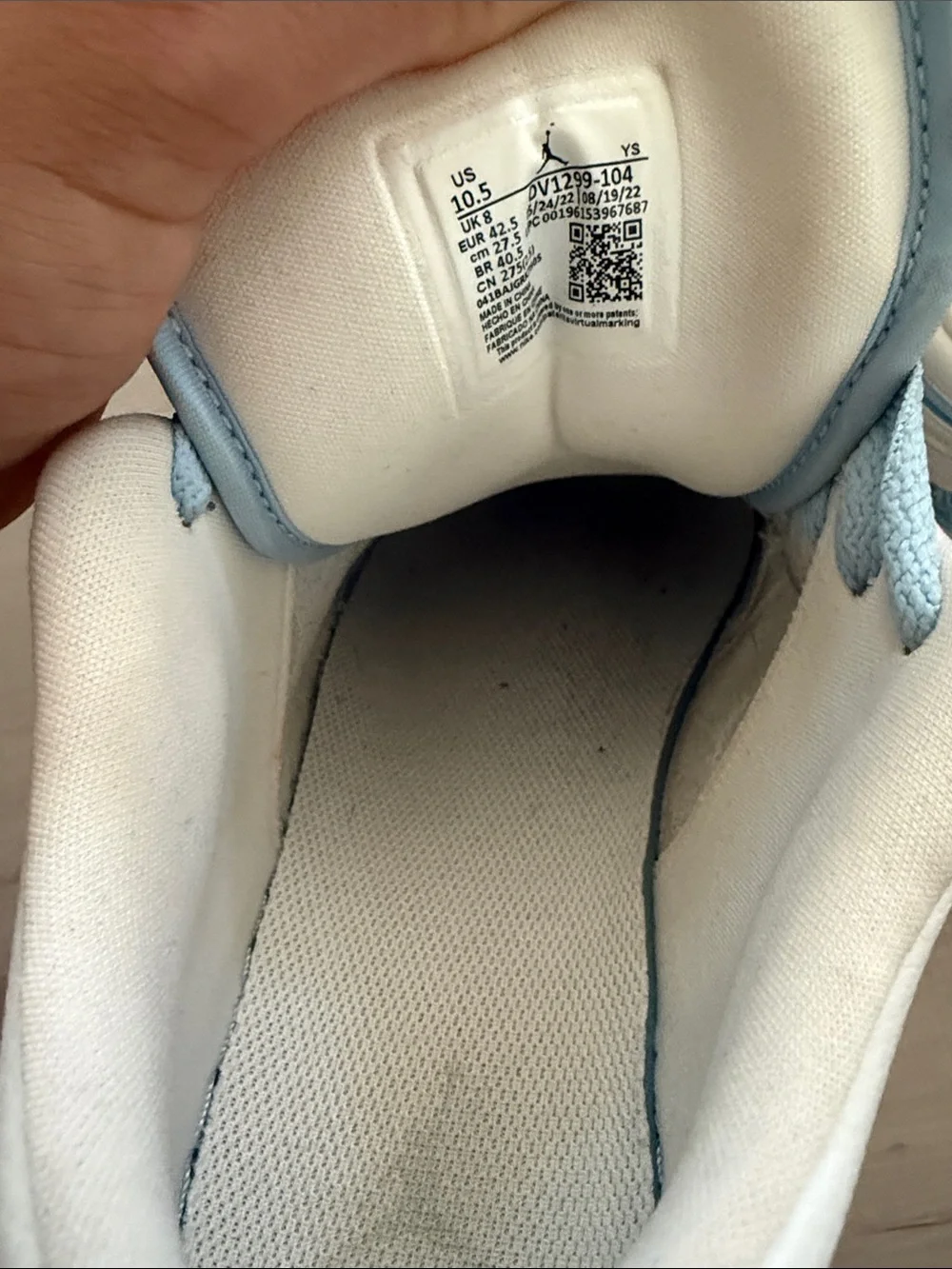 Jordan 1 low top baby blue